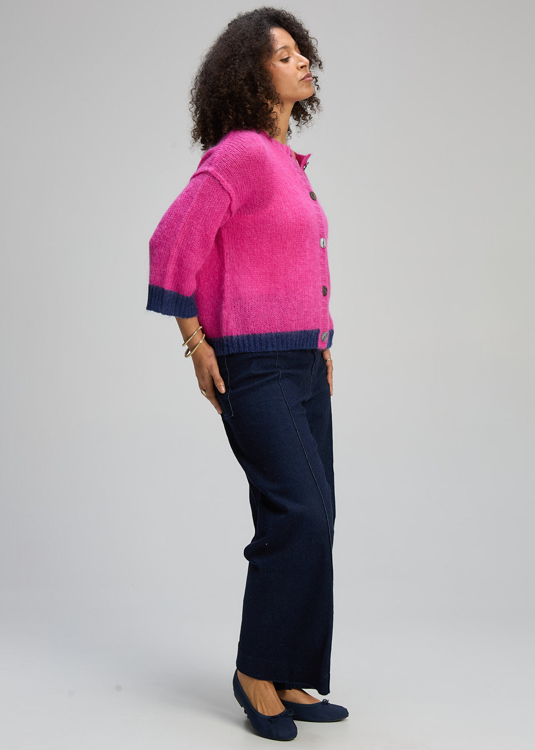 Zaket & Plover Kid Mohair Cardi Magenta