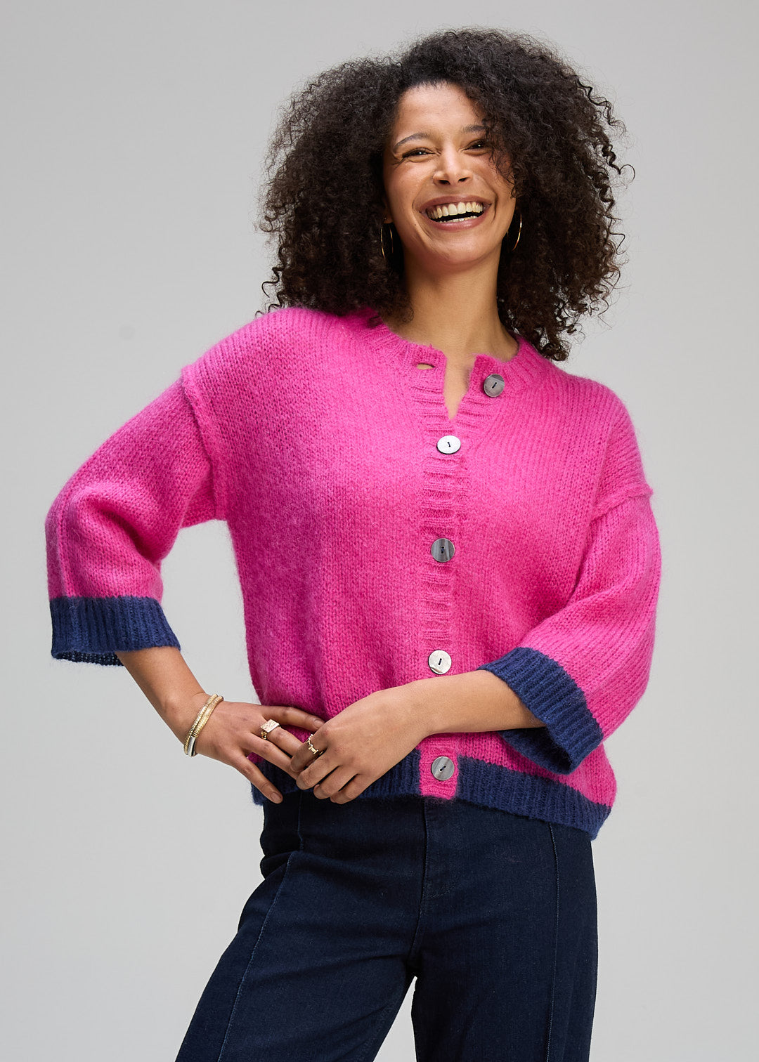 Zaket & Plover Kid Mohair Cardi Magenta