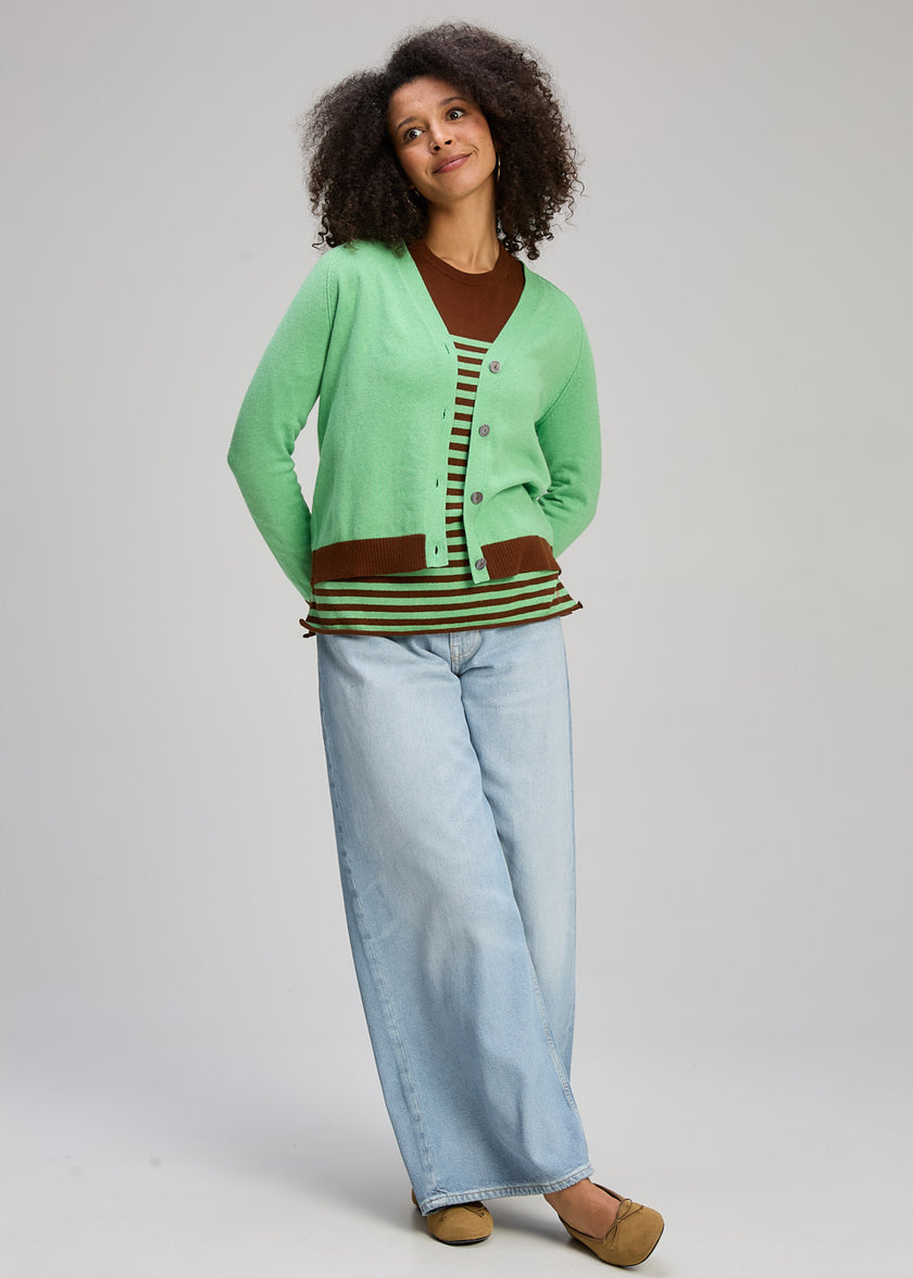 Zaket & Plover Essential V Neck Cardi Basil