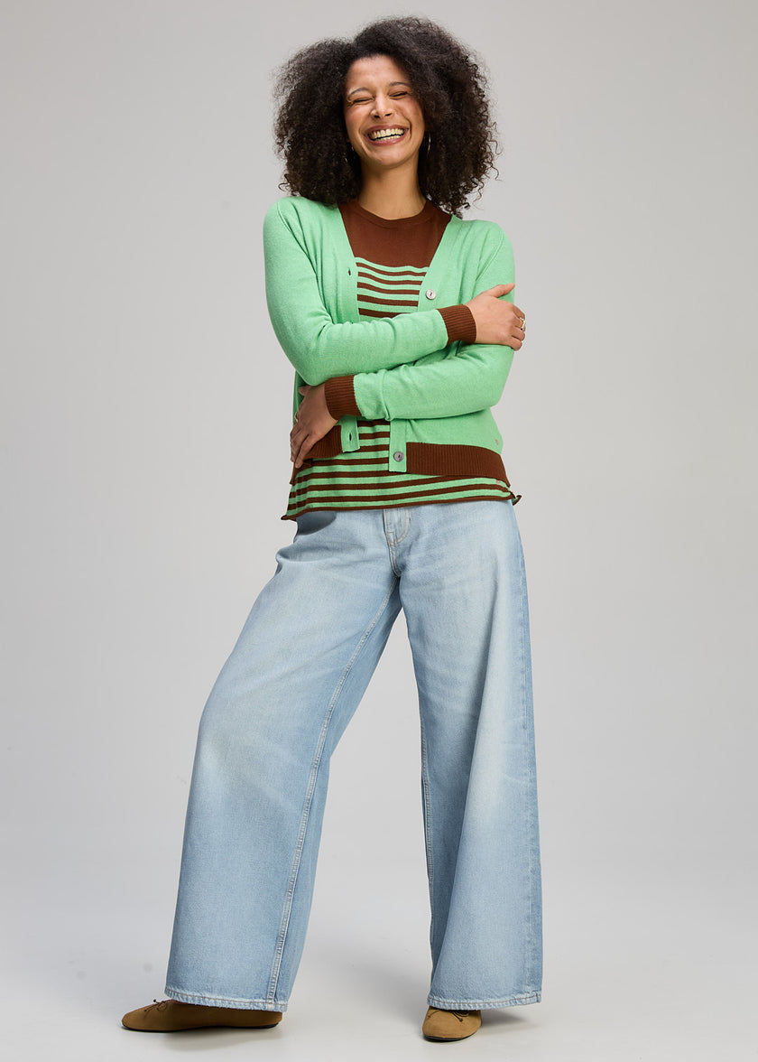 Zaket & Plover Essential V Neck Cardi Basil