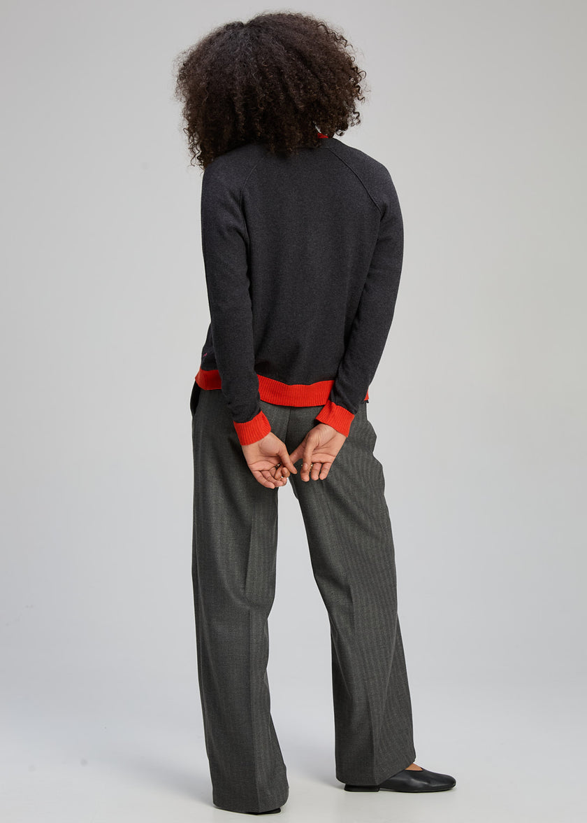 Zaket & Plover Essential V Neck Cardi Charcoal