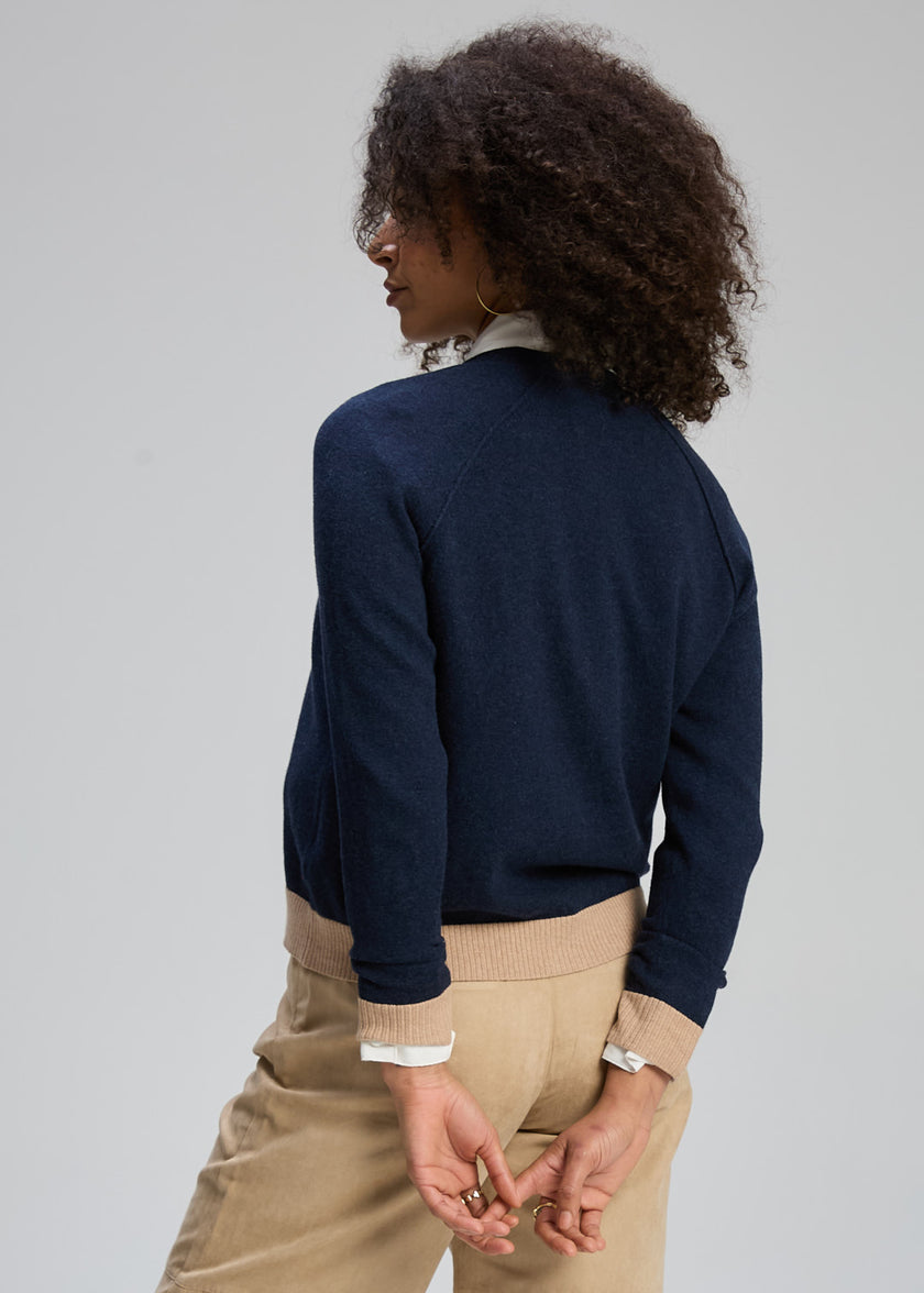 Zaket & Plover Essential V Neck Cardi Dk Denim