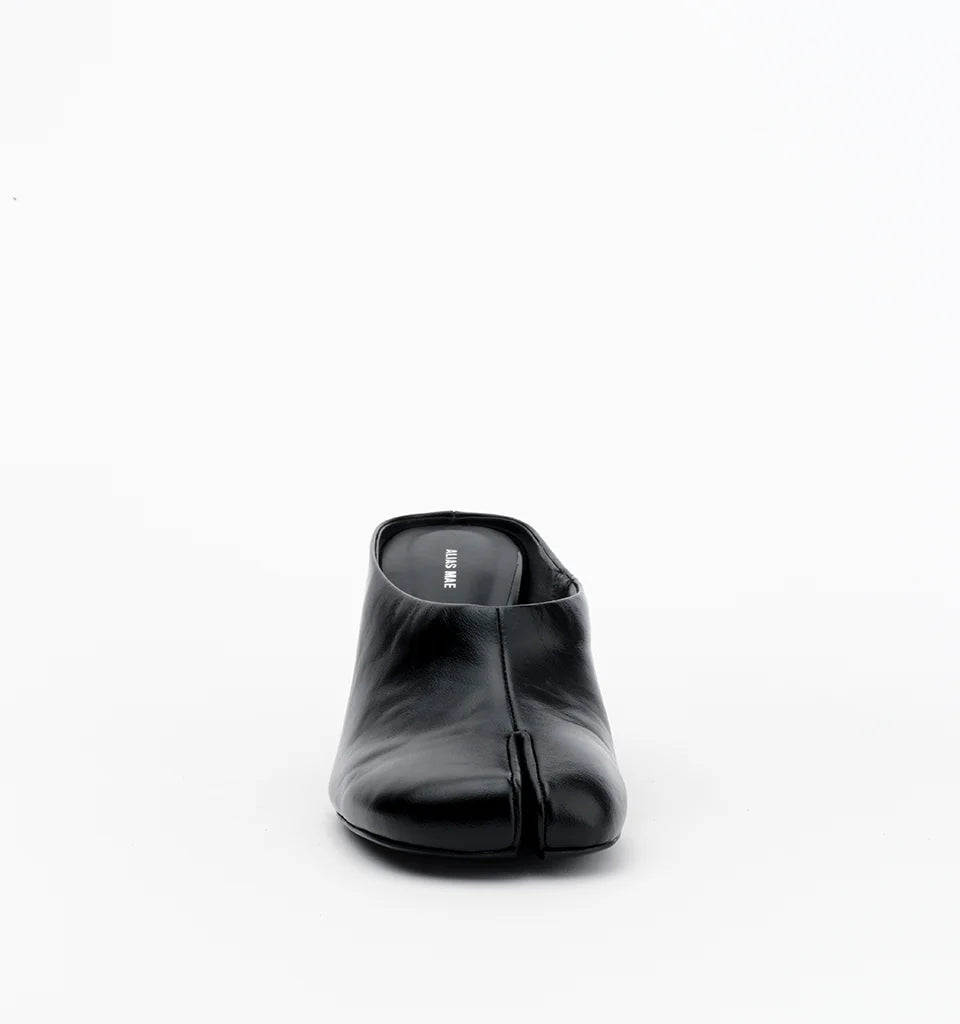 Alias Mae Zola Tabi Mules Black Oily Crinkle Leather