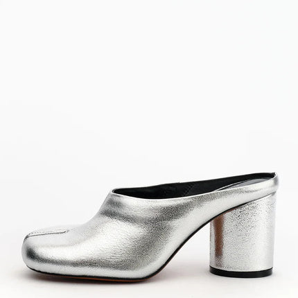 Alias Mae Zola Tabi Mules Silver Crinkle Leather