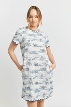 Load image into Gallery viewer, Alessandra Linen Mod Dress Navy Print
