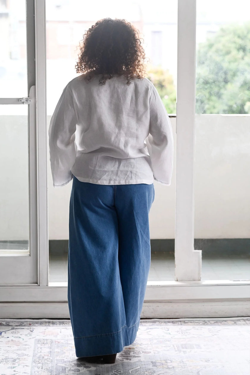 Lazybones Annie Top Warm White Linen
