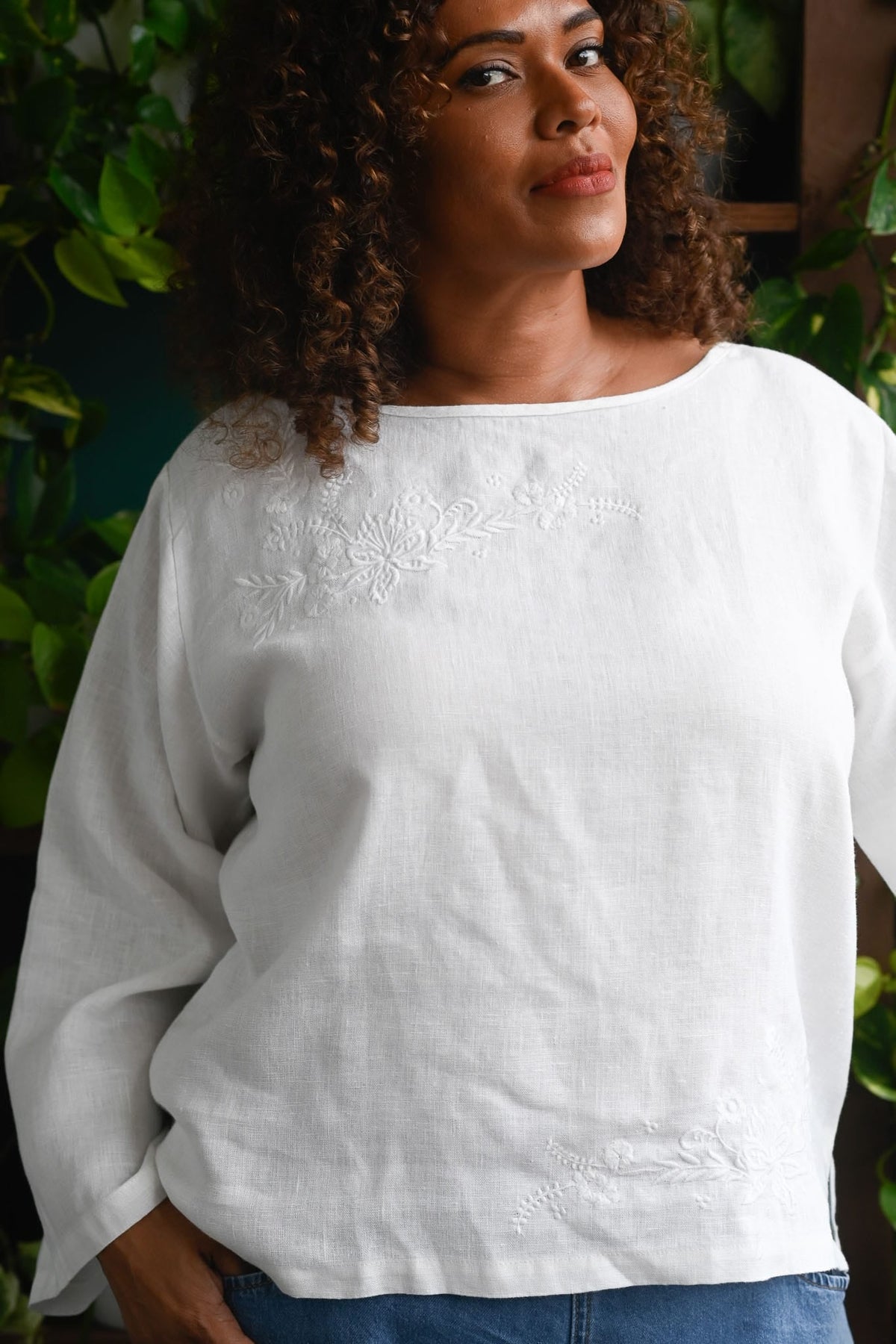 Lazybones Annie Top Warm White Linen