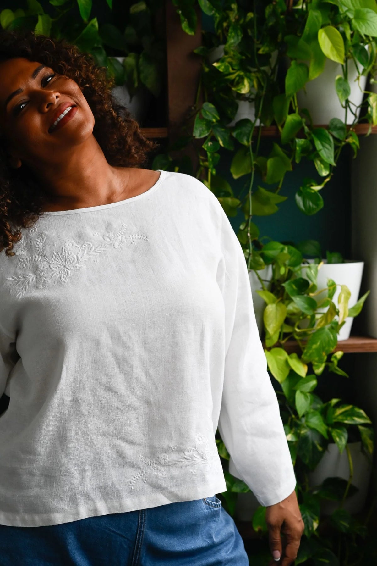 Lazybones Annie Top Warm White Linen