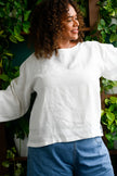 Lazybones Annie Top Warm White Linen