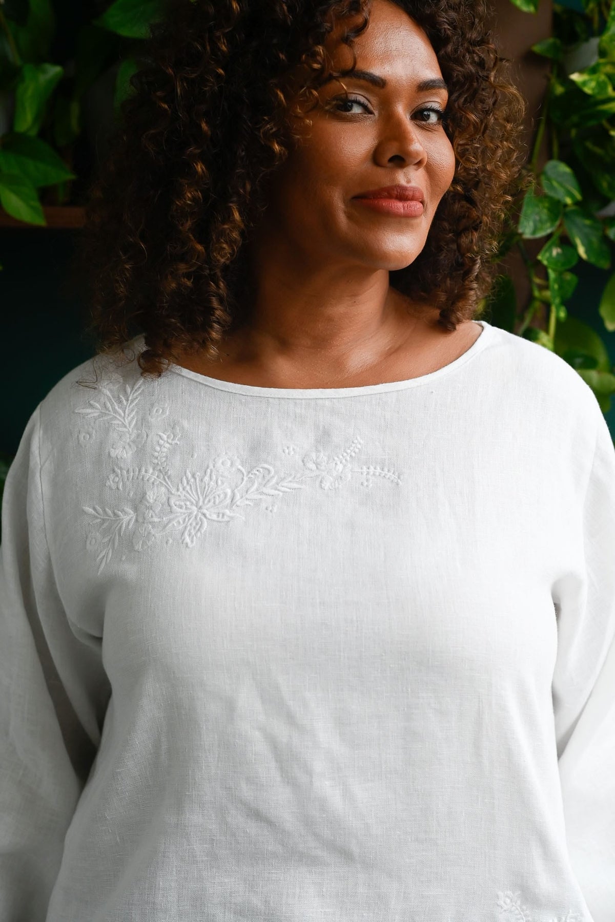 Lazybones Annie Top Warm White Linen