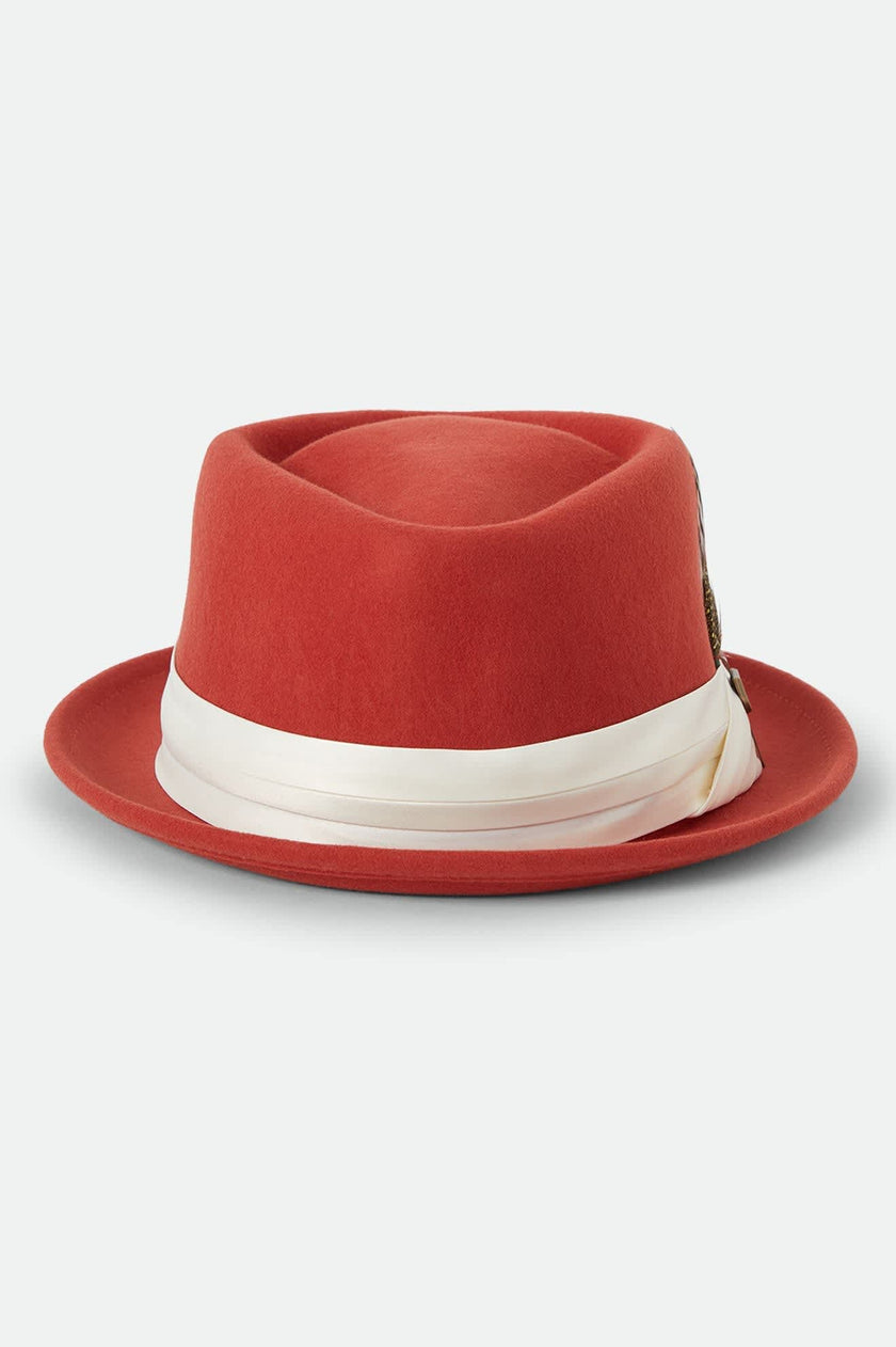 Brixton Stout Pork Pie Hat Red Earth/Wax Paper