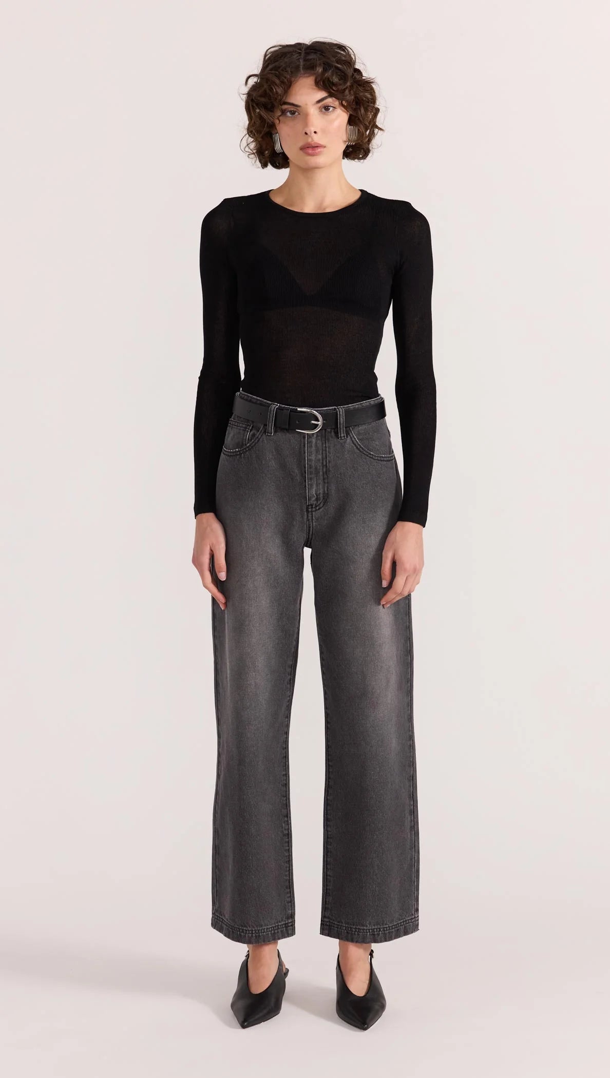 Staple The Label Asta Sheer Knit Top Black