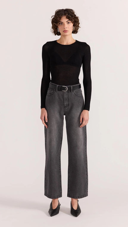 Staple The Label Asta Sheer Knit Top Black