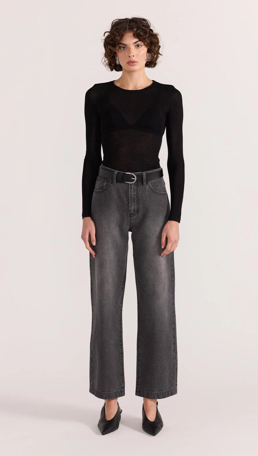 Staple The Label Asta Sheer Knit Top Black
