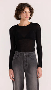 Staple The Label Asta Sheer Knit Top Black