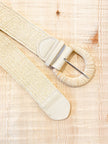 Angels Whisper Astrid Straw Woven Stretchy Belt Beige