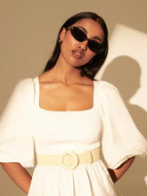 Load image into Gallery viewer, Angels Whisper Carmine Circle Buckle Straw Belt Beige
