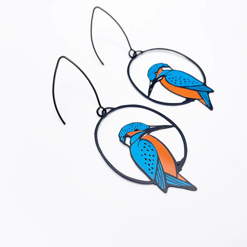 DENZ Azure Kingfisher Earrings Blue/ Orange