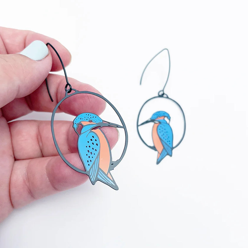 DENZ Azure Kingfisher Earrings Blue/ Orange