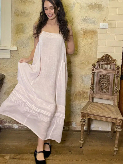 Miss Rose Sister Violet Isadore Cami Linen Dress Powder Pink