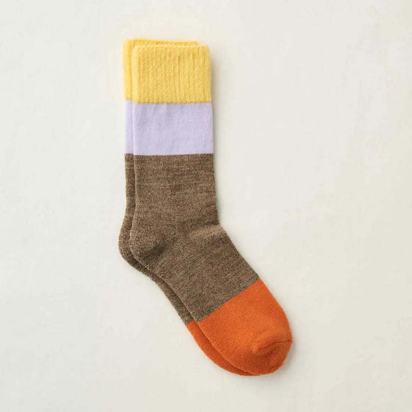 Yahae Wool Pile Sole Socks Yellow x Purple