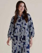 Load image into Gallery viewer, Betty Basics Rosalind Shirt Navy Geo
