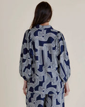 Load image into Gallery viewer, Betty Basics Rosalind Shirt Navy Geo
