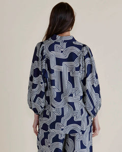 Betty Basics Rosalind Shirt Navy Geo