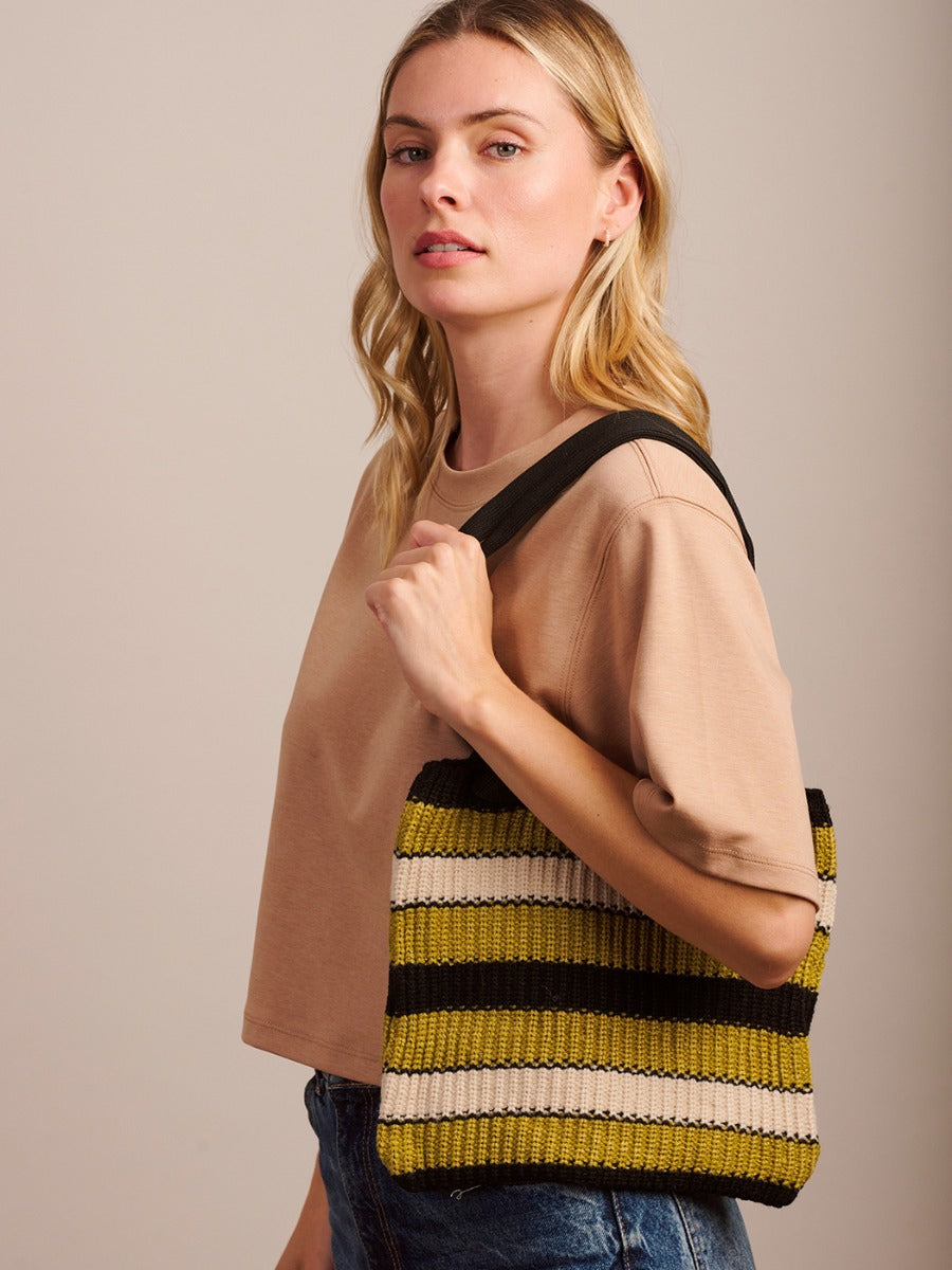 Tiger Tree Knit Tote Bag Green Stripe