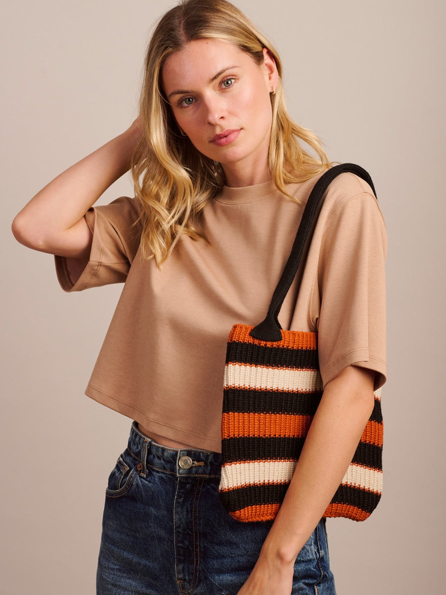 Tiger Tree Knit Tote Bag Orange Stripe
