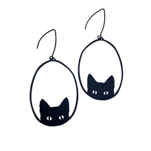 Load image into Gallery viewer, DENZ Black Cat Earrings Black
