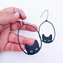 Load image into Gallery viewer, DENZ Black Cat Earrings Black
