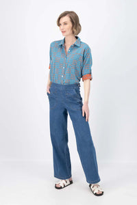 Olga de Polga Network Shirt Blue Woven Cotton