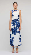 Staple The Label Ethos Mesh Midi Dress Blue/ White Floral