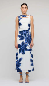 Staple The Label Ethos Mesh Midi Dress Blue/ White Floral