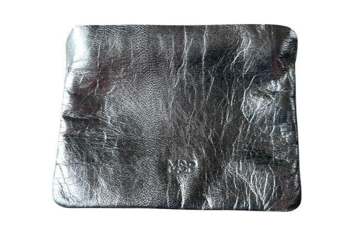 Makers & Providers Small Zip Pouch Wallet Metallic Silver