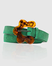 Load image into Gallery viewer, Boom Shankar Flower Belt Peacock Suede
