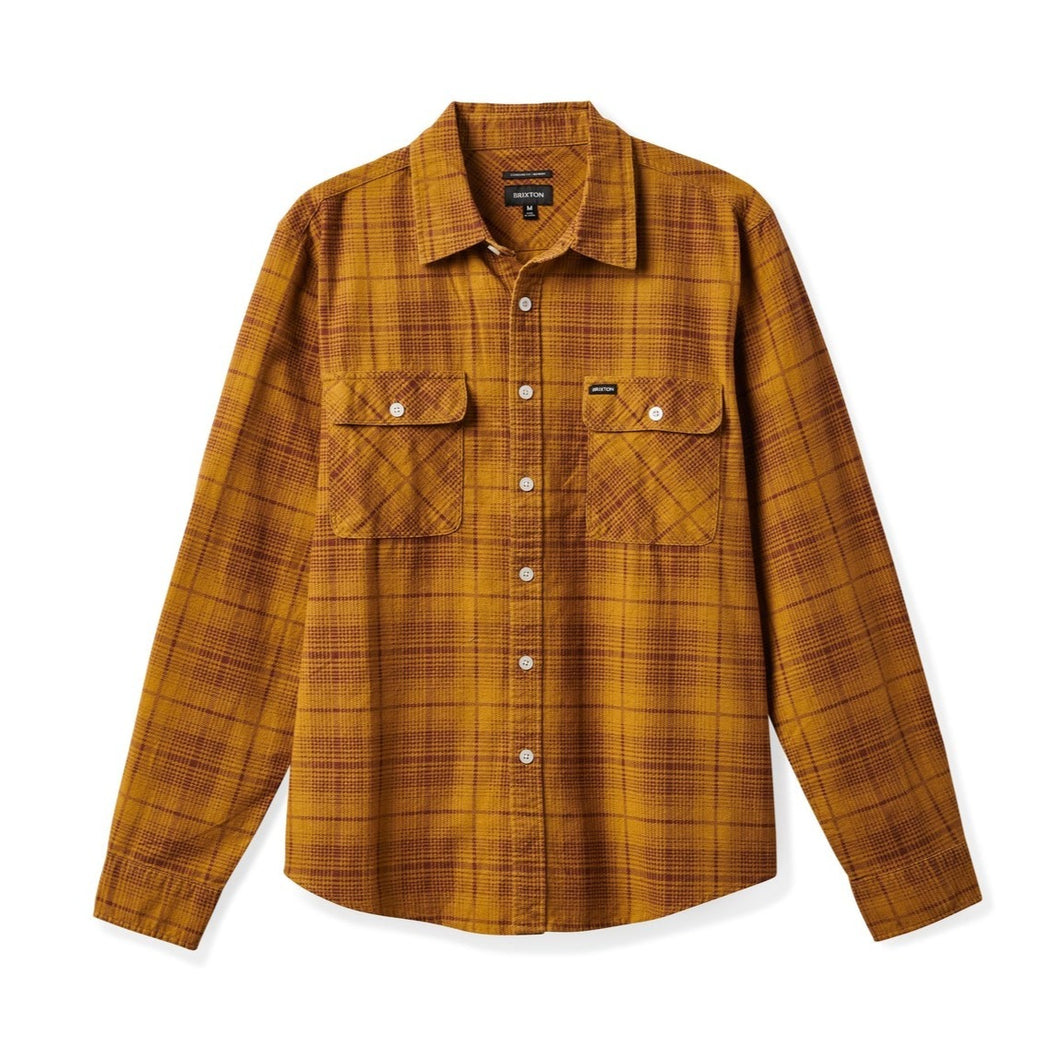 Brixton Bowery Summer Weight L/S Wvn Mustard/Brown/Red