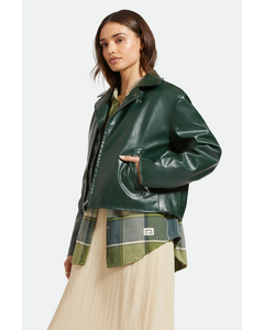 Brixton The Moto Vegan Leather Jacket Pine Needle