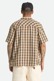 Brixton Cru Linen Blend Plaid SS Shirt Black/Tobacco Plaid