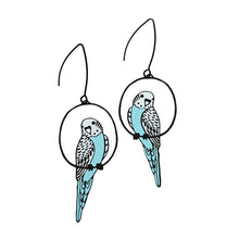 Load image into Gallery viewer, DENZ Budgie Earrings Black/Blue/White
