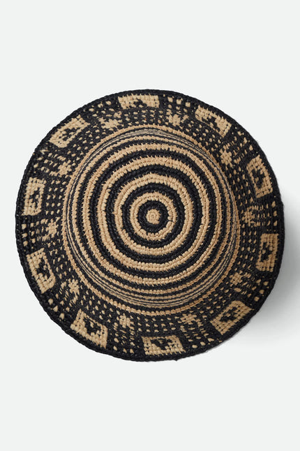 Brixton Redding Packable Straw Bucket Hat Black/Natural