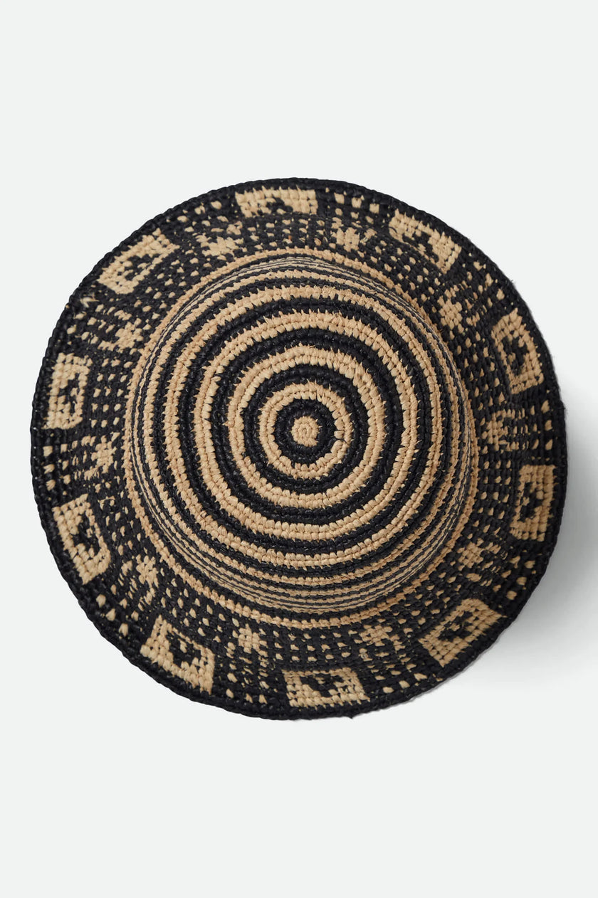 Brixton Redding Packable Straw Bucket Hat Black/Natural