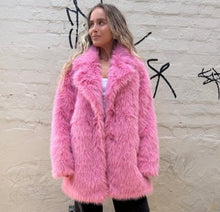 Load image into Gallery viewer, Cinnamon Creations KRE1176 Faux Fur Jacket Fuschia

