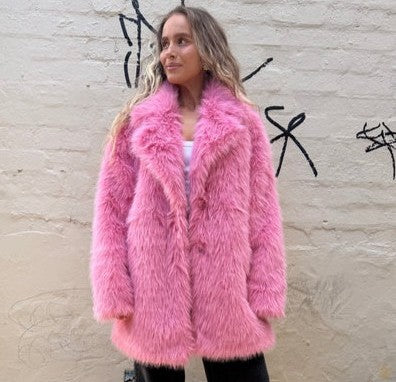 Cinnamon Creations KRE1176 Faux Fur Jacket Fuschia