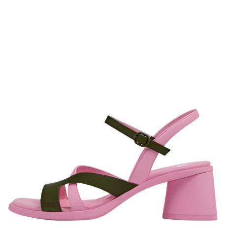 Camper Twins Multicoloured Leather Slingback Pink/Khaki