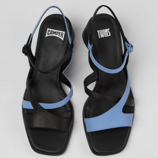 Camper Twins Multicoloured Leather Slingback Black/Blue