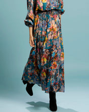 Load image into Gallery viewer, Fate + Becker Pure Shores Shirred Boho Skirt Teal Bouquet
