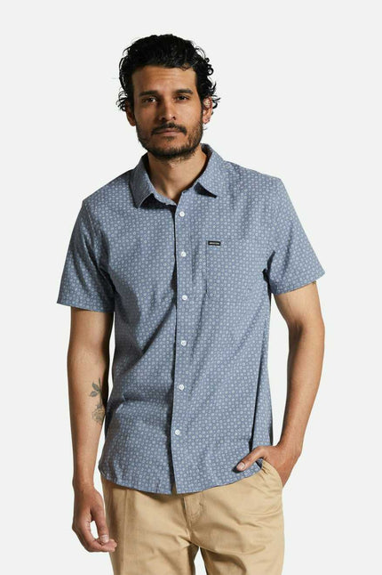 Brixton Charter Print S/S Shirt Flint Stone Blue Micro