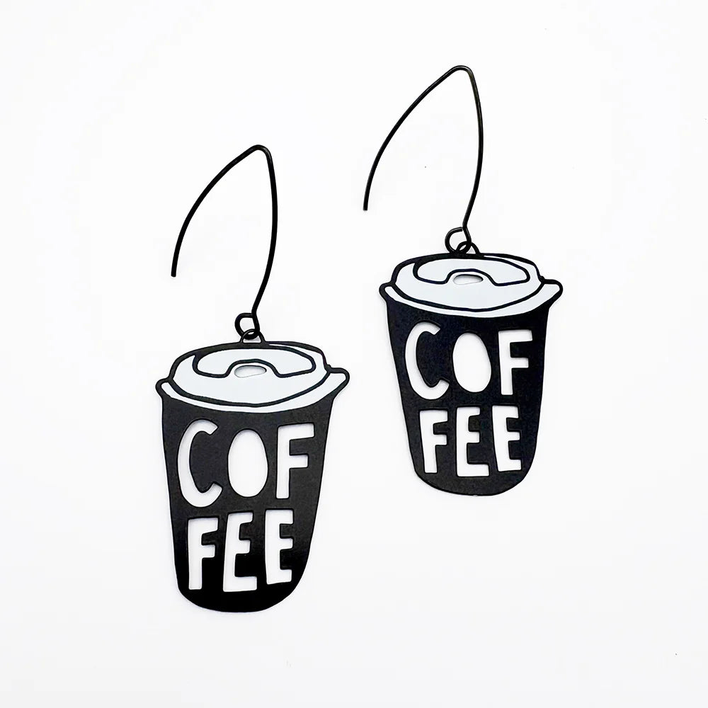 DENZ Coffee Cup Earrings Black & White